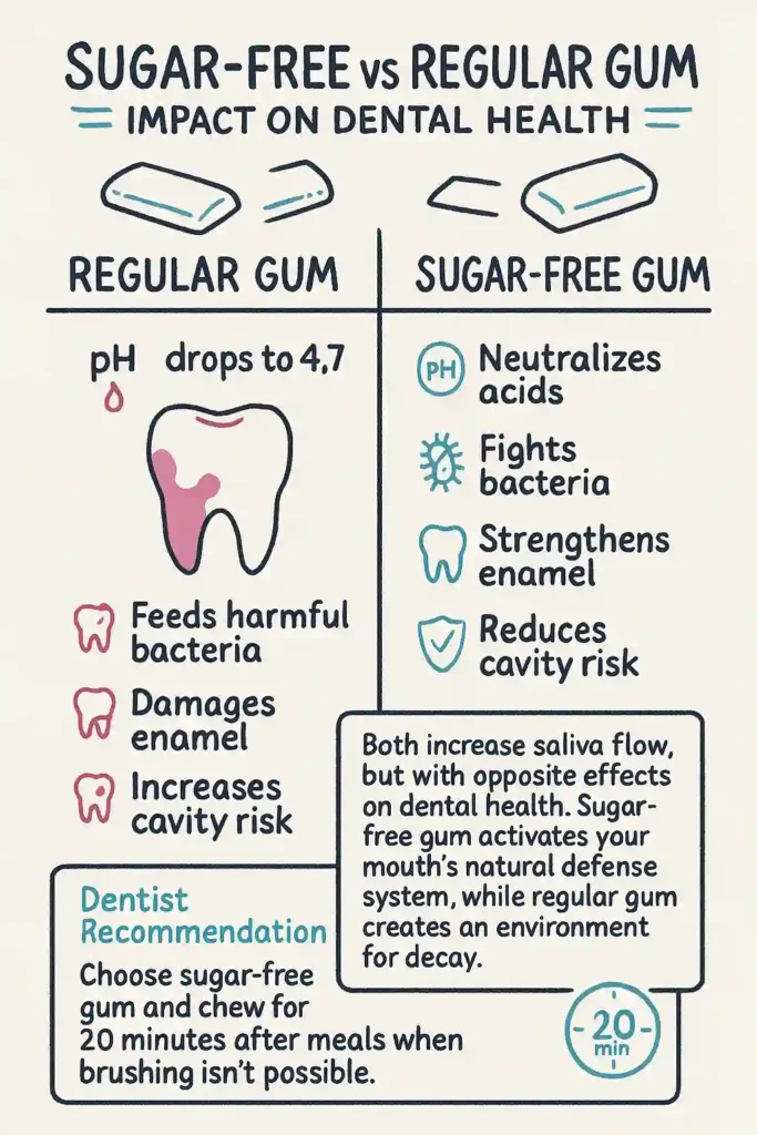 افزایش ترشح بزاق در حالت عادی vs هنگام جویدن آدامس بدون قند